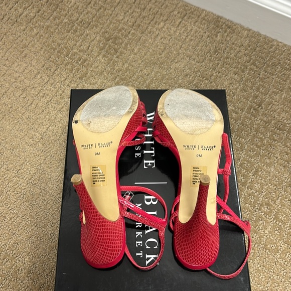 White House Black Market Hot Pink Strappy High Heels - Picture 3 of 8